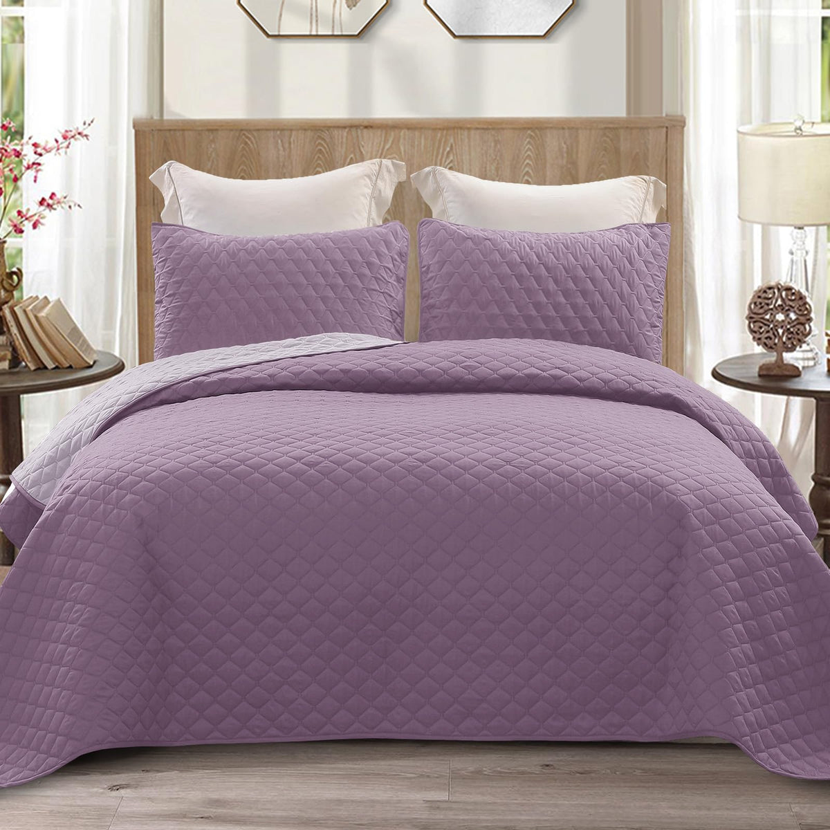 Exclusivo Mezcla Reversible Full Queen Quilt Bedding Set, Grey