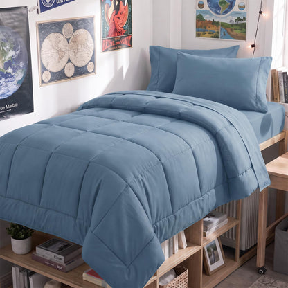 CozyLux Queen Comforter Set Black - 7 Pieces Bed in a Bag