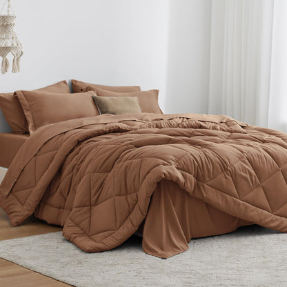 Love's cabin Full Comforter Set Black, 7 Pieces Full Bed in a Bag, All Season Bedding Sets with 1 Comforter, 1 Flat Sheet, 1 Fitted Sheet, 2 Pillowcase and 2 Pillow Sham