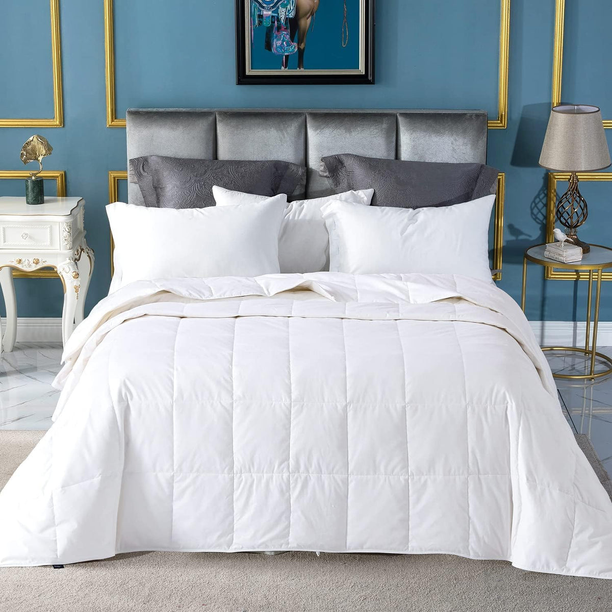 Globon Summer Down Comforter King Size,Extra Lightweight Duvet Insert,White