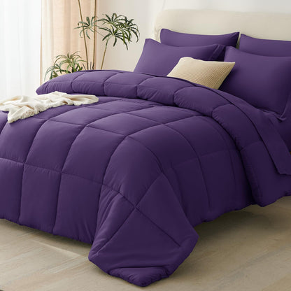 CozyLux Queen Comforter Set, 7-Piece Bed in a Bag, Black