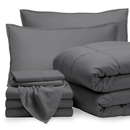 Bare Home Bed-in-A-Bag 5 Piece Set (Twin XL, Grey/Light Grey)