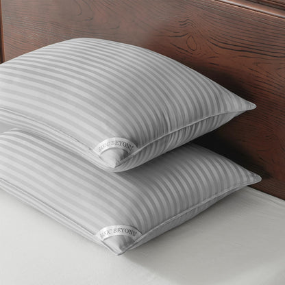 Basic Beyond King Size Bed Pillow - 2 Pack Hotel Collection Super Soft Down Alternative Pillow for Sleeping