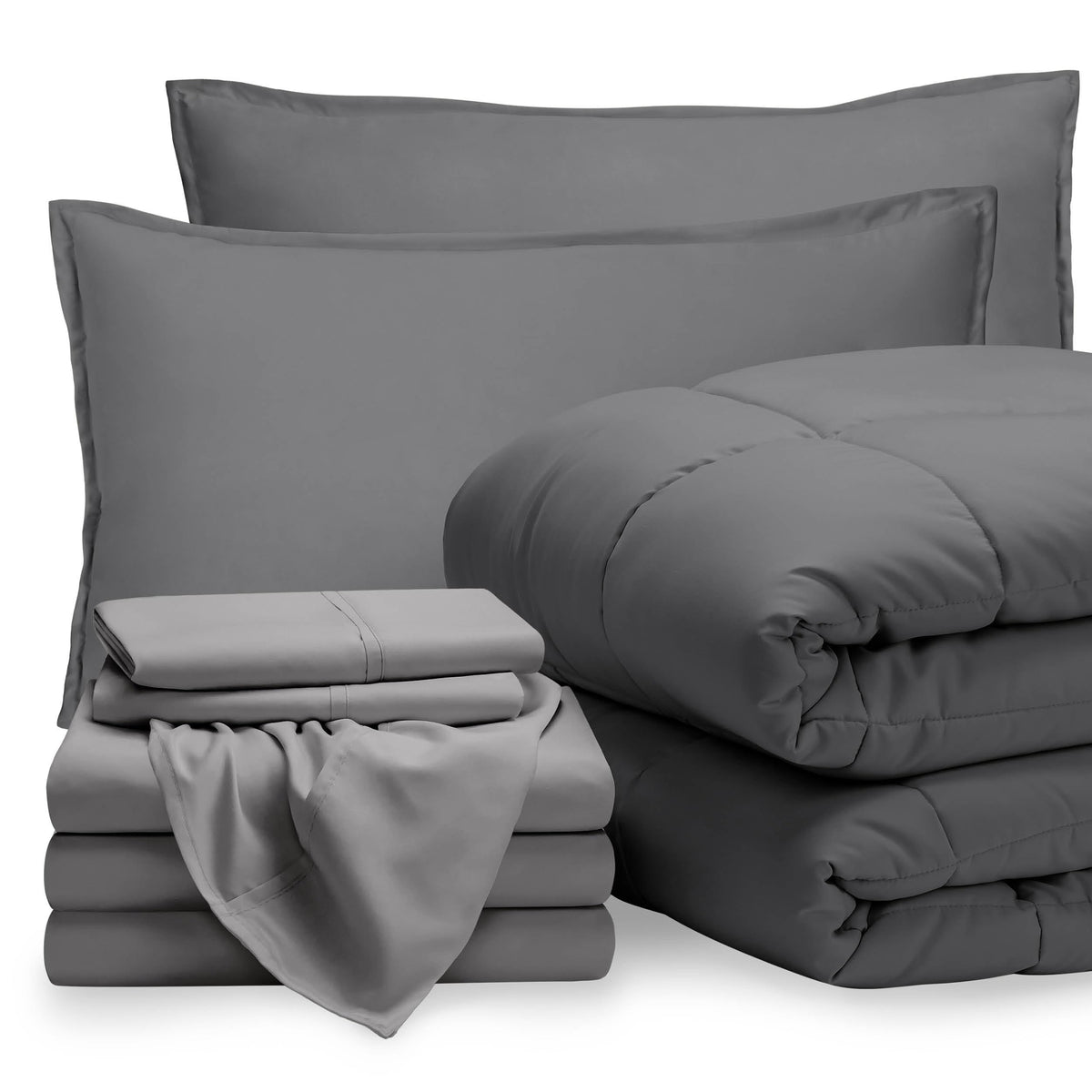 Bare Home Bed-in-A-Bag 5 Piece Set (Twin XL, Grey/Light Grey)