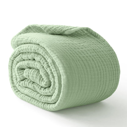 100% Cotton Muslin Blanket for Adults, 6-Layer, King, 108 x 90, Beige Linen