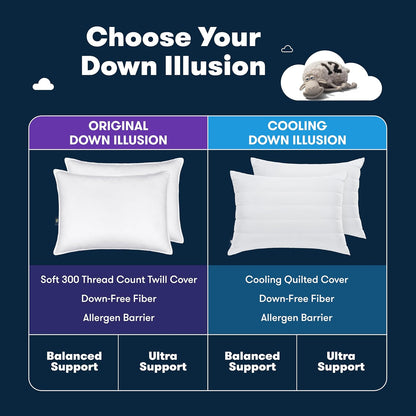 Serta Down Illusion Balanced Support Cotton Pillows,Standard/Queen (2 Pack)