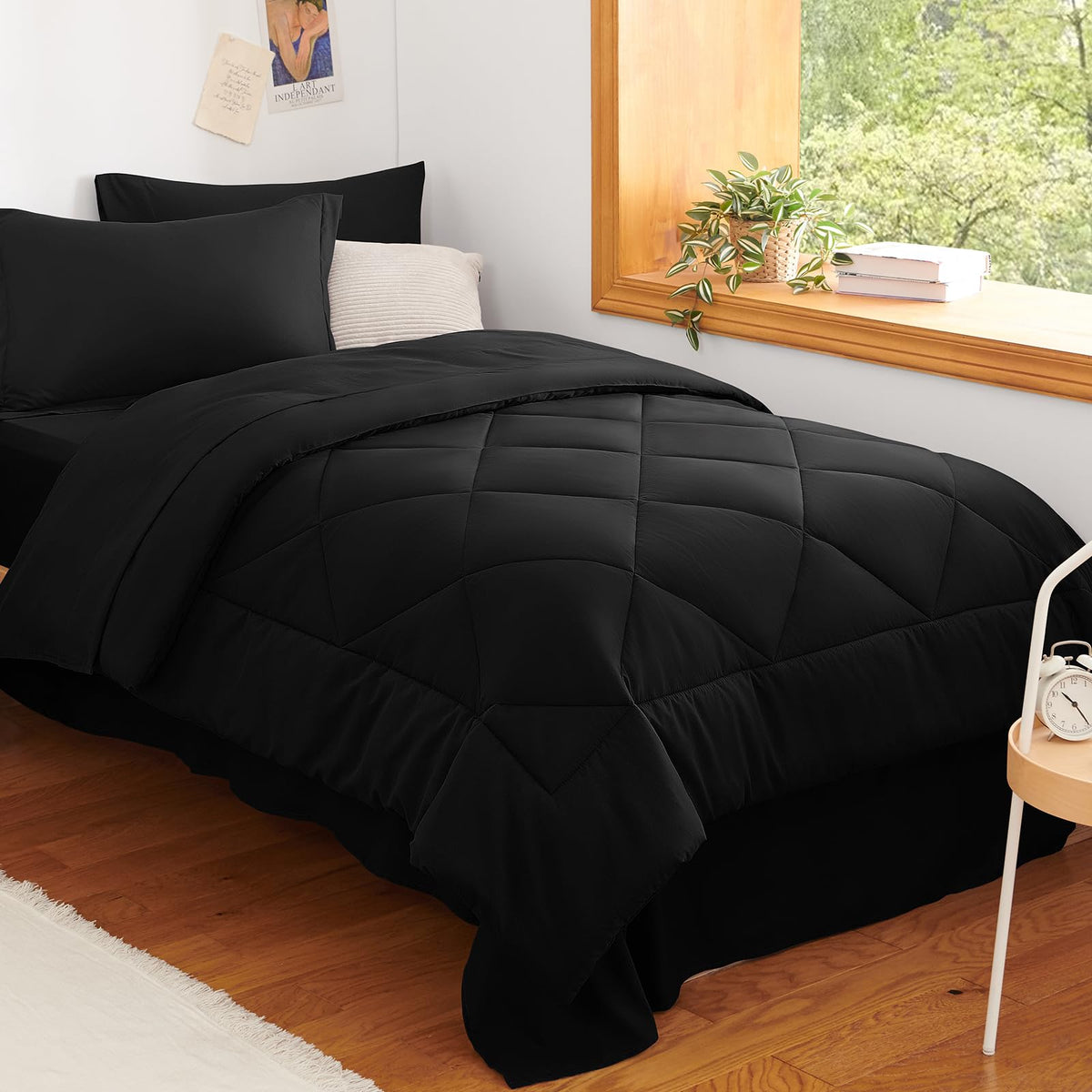 CozyLux King Comforter Set 102"x90" Dark Grey - 7 Piece Bed in a Bag
