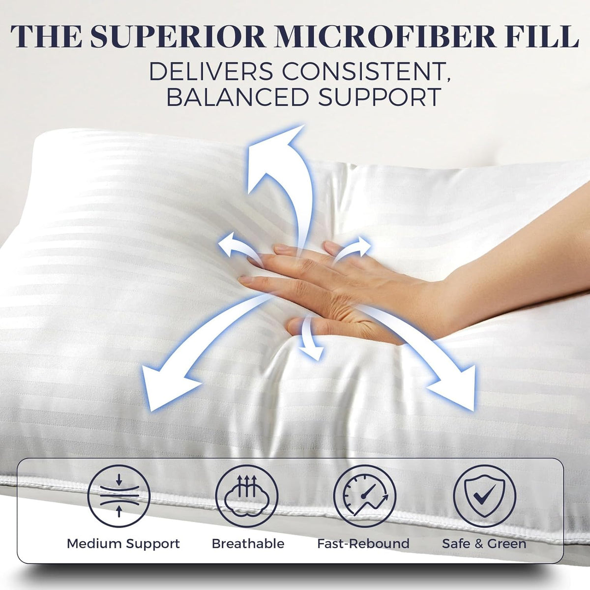 Basic Beyond King Size Bed Pillow - 2 Pack Hotel Collection Super Soft Down Alternative Pillow for Sleeping