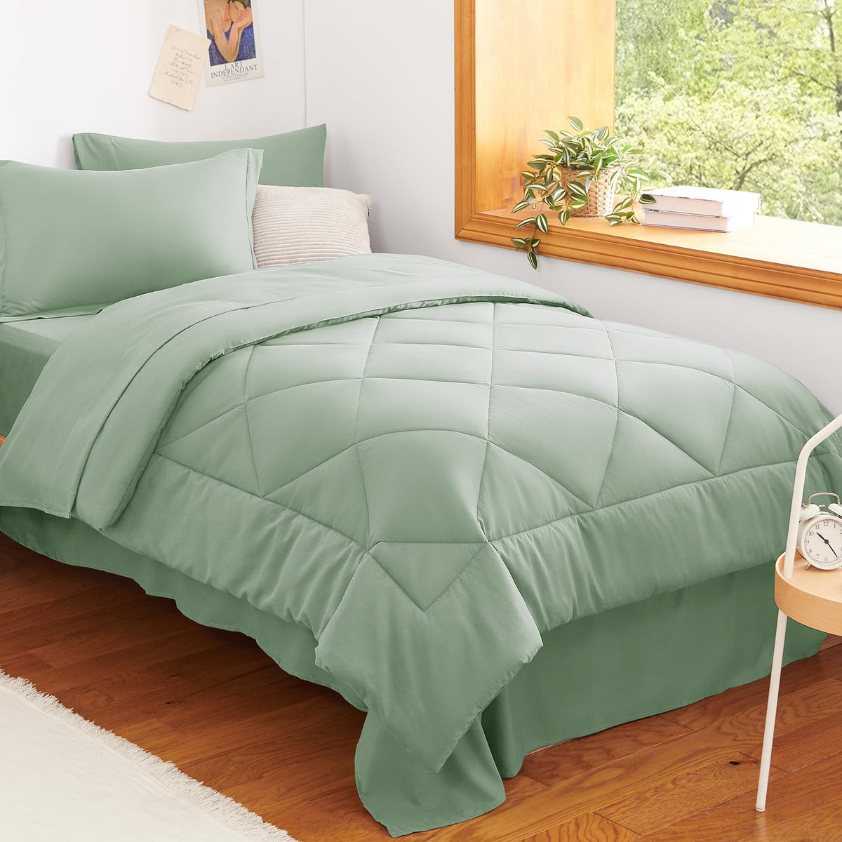CozyLux Queen Comforter Set 88"x88" Dark Grey - 7 Piece Bed in a Bag