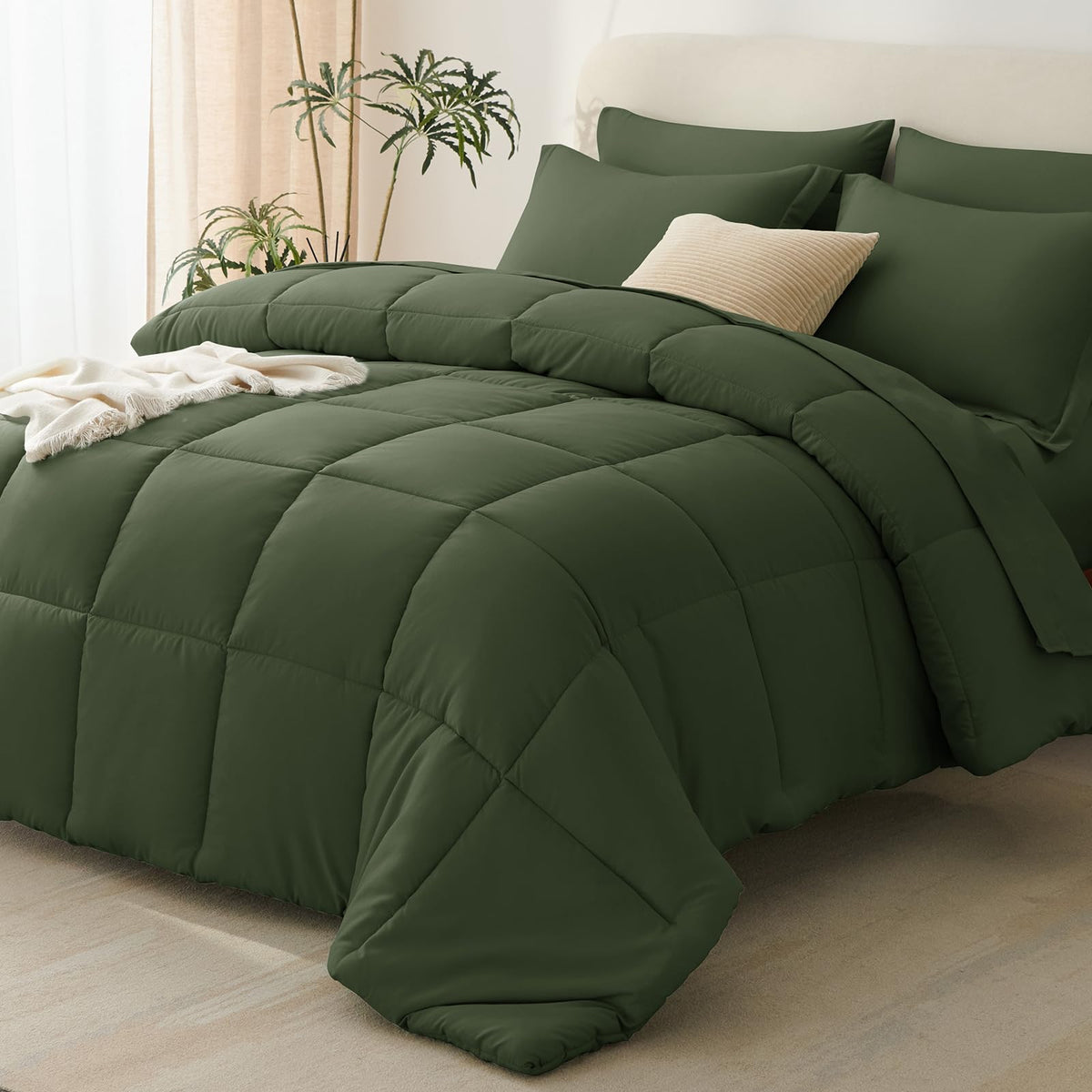 CozyLux Queen Comforter Set, 7-Piece Bed in a Bag, Black