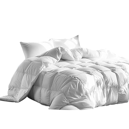 Serta Goose Feather Down Fiber Comforter Queen Size - 100% Cotton Cover Duvet Insert - Hotel Luxury Hypoallergenic Bedding Comforter All Season Medium Warmth 90 x 90 Inch White