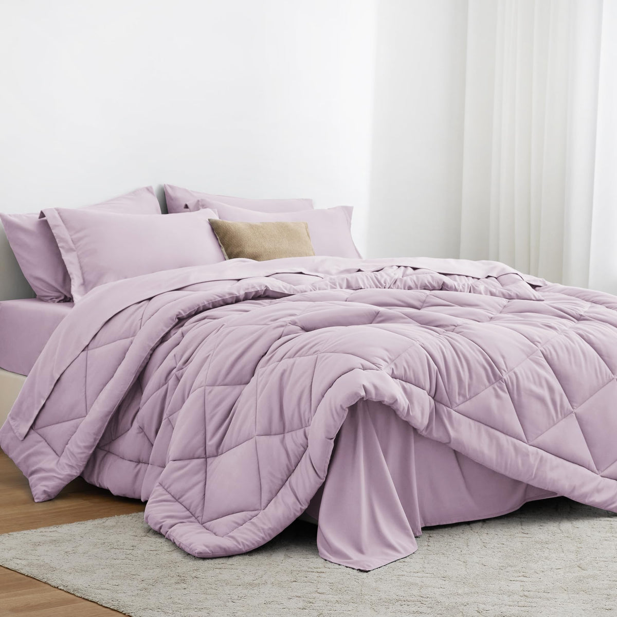 Love's cabin Full Comforter Set Black, 7 Pieces Full Bed in a Bag, All Season Bedding Sets with 1 Comforter, 1 Flat Sheet, 1 Fitted Sheet, 2 Pillowcase and 2 Pillow Sham