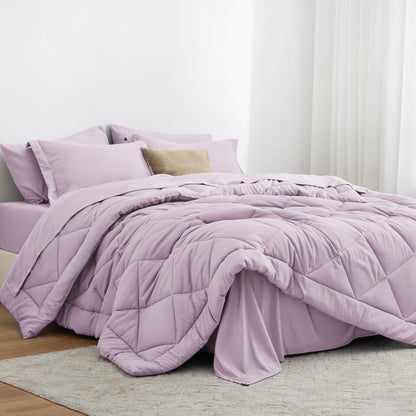 Love's cabin Full Comforter Set Black, 7 Pieces Full Bed in a Bag, All Season Bedding Sets with 1 Comforter, 1 Flat Sheet, 1 Fitted Sheet, 2 Pillowcase and 2 Pillow Sham