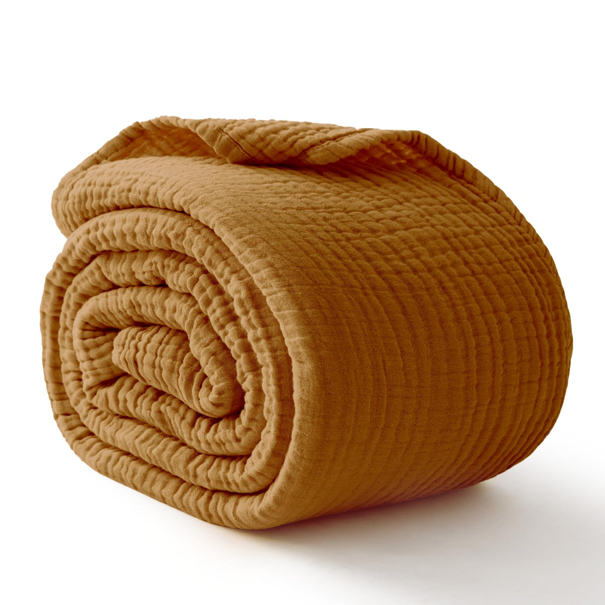 100% Cotton Muslin Blanket for Adults, 6-Layer, King, 108 x 90, Beige Linen