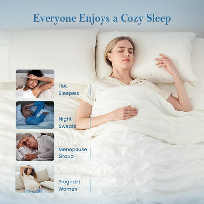 Cozy Bliss Cooling Comforter Seersucker Plaid Queen Size, Q-Max 0.45 Lightweight Cooling Blanket, Breathable Silk Smooth Summer Bedding Quilt for Hot Sleepers Night Sweats White