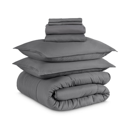 Bare Home Bed-in-A-Bag 5 Piece Set (Twin XL, Grey/Light Grey)