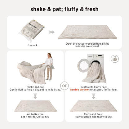 Bedsure King Comforter Set Prewashed Soft Bedding Set 3Pcs White 104"x90"