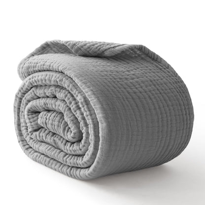 100% Cotton Muslin Blanket for Adults, 6-Layer, King, 108 x 90, Beige Linen