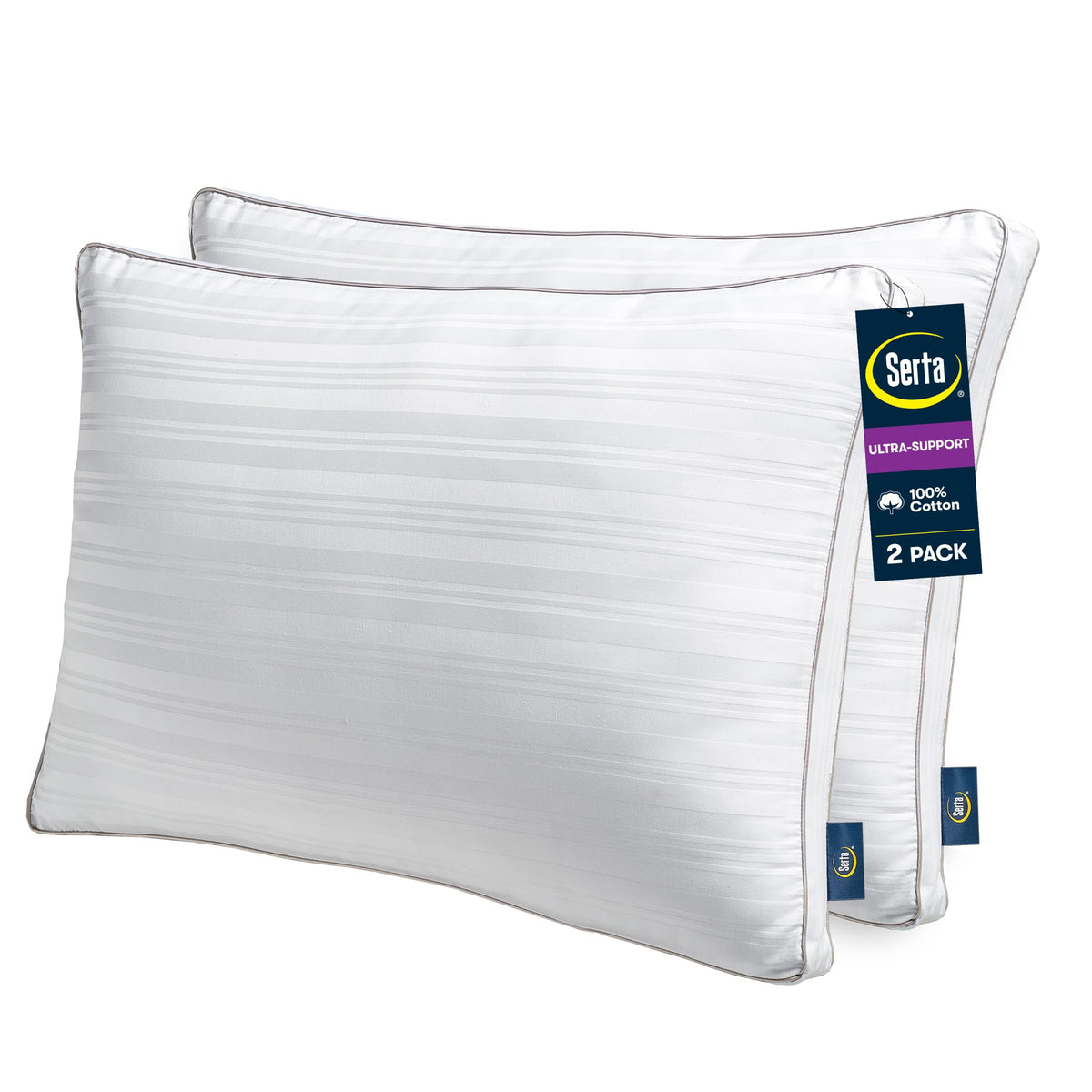 Serta Down Illusion Balanced Support Cotton Pillows,Standard/Queen (2 Pack)