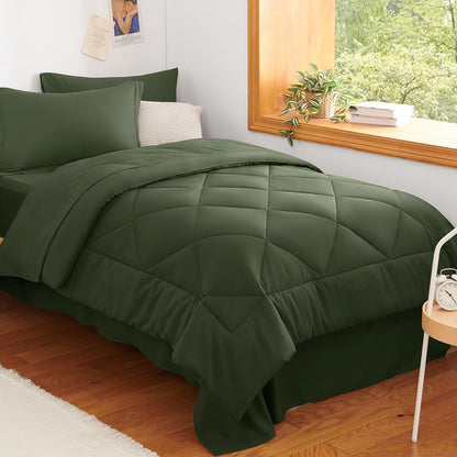 CozyLux Queen Comforter Set 88"x88" Dark Grey - 7 Piece Bed in a Bag