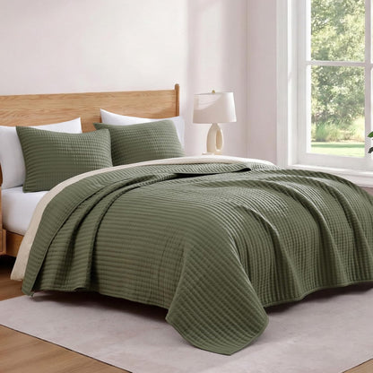 Queen Quilt-Lightweight Bedspreads Olive Green Queen Size Quilt Bedding Set