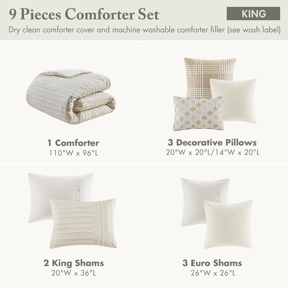 Madison Park Farmhouse King Cotton Comforter Set with Removable Cover, 9pc