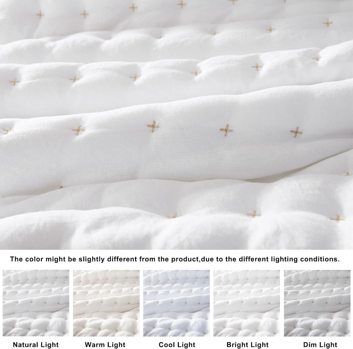 WDCOZY Cloud Soft Quilt Set, Queen Size, White, 3 Pieces 90x90 inches