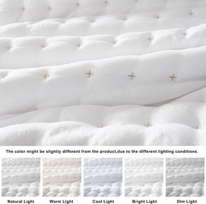 WDCOZY Cloud Soft Quilt Set, Queen Size, White, 3 Pieces 90x90 inches