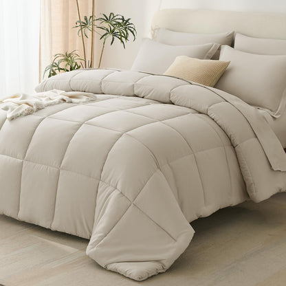 CozyLux Queen Comforter Set, 7-Piece Bed in a Bag, Black