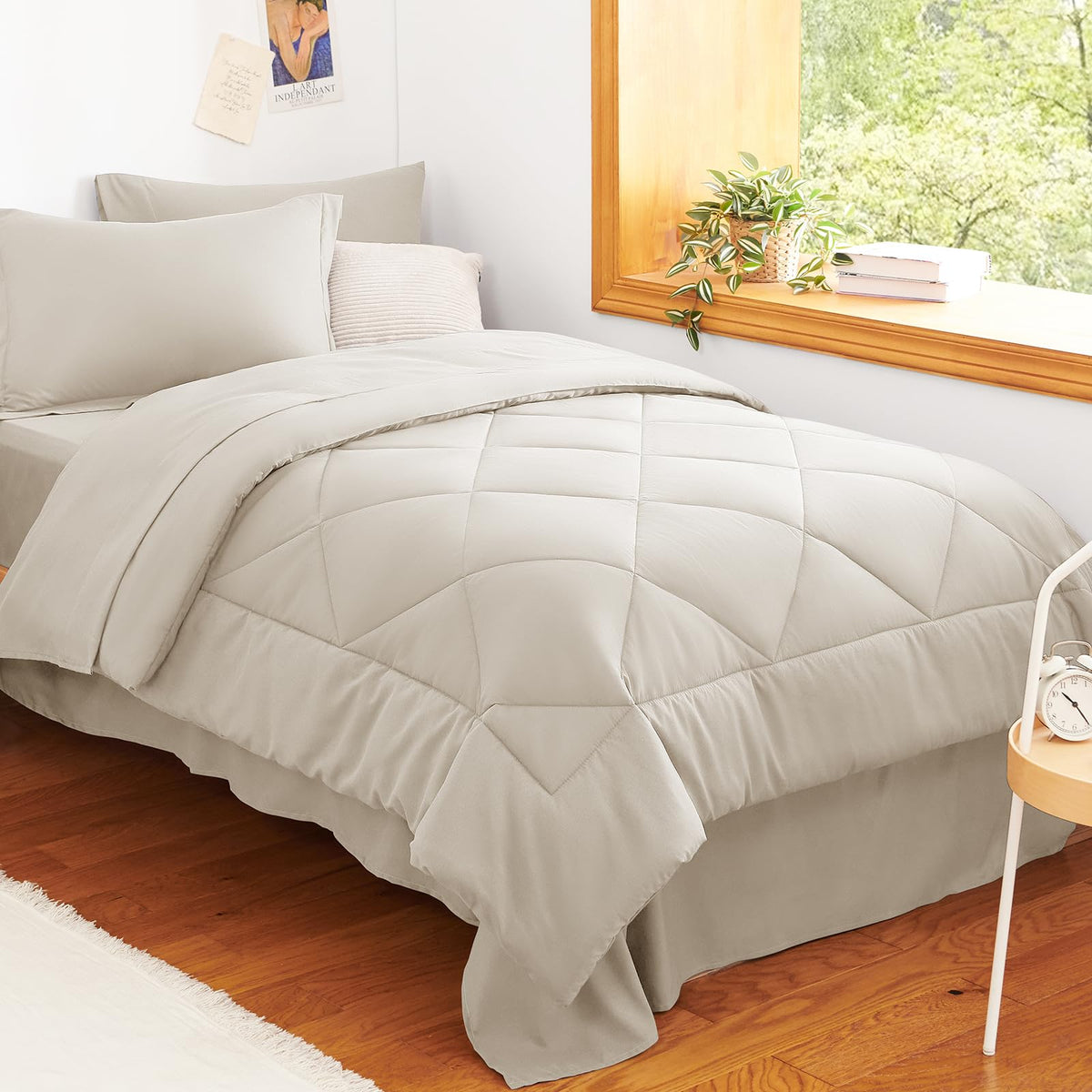 CozyLux King Comforter Set 102"x90" Dark Grey - 7 Piece Bed in a Bag