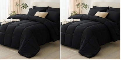 CozyLux Queen Comforter Set, 7-Piece Bed in a Bag, Black