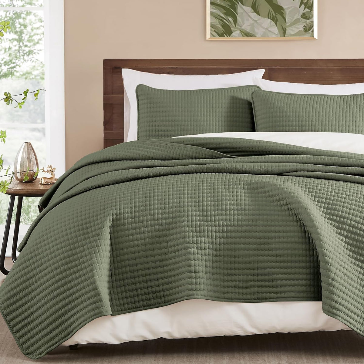 Queen Quilt-Lightweight Bedspreads Olive Green Queen Size Quilt Bedding Set