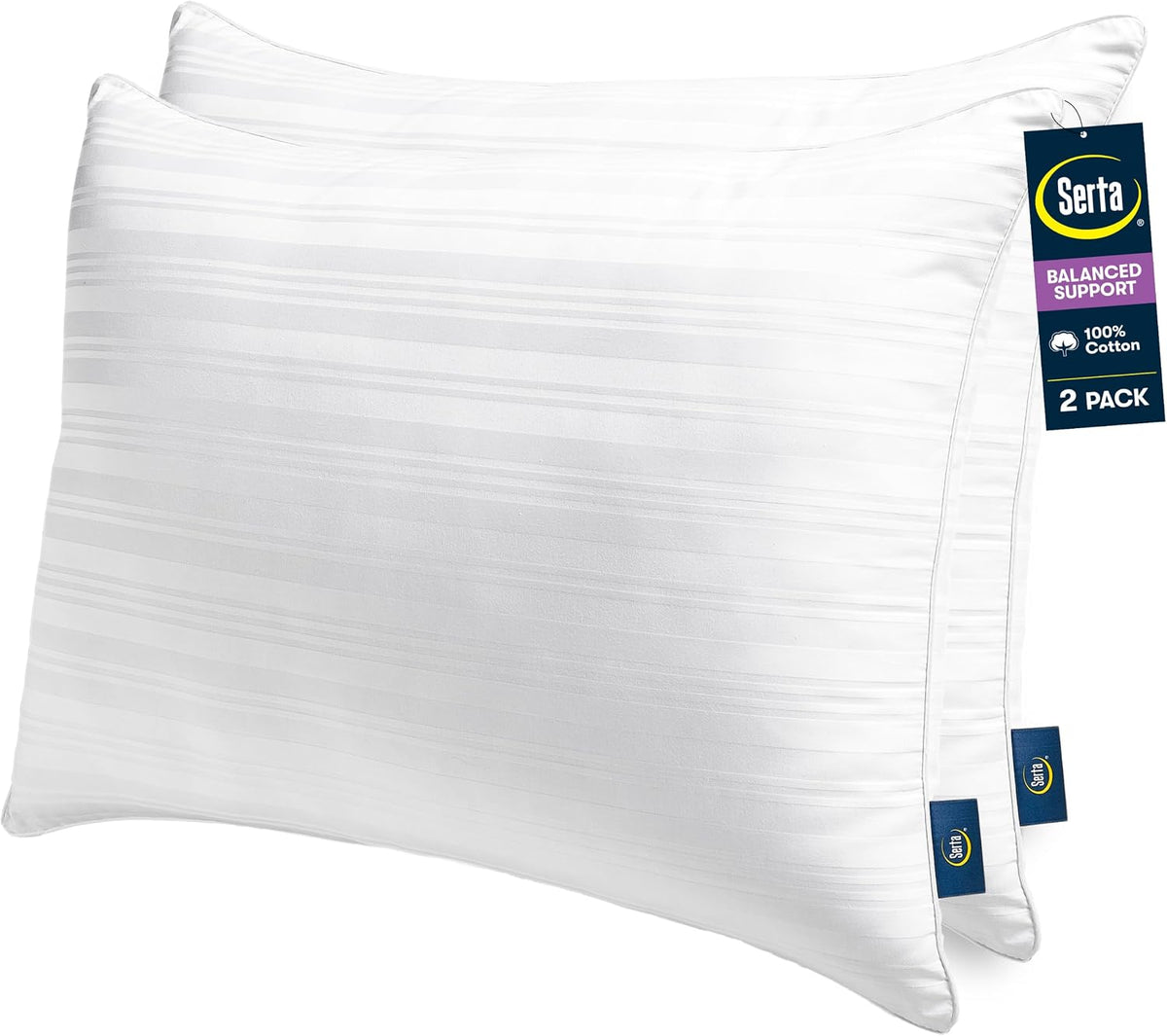 Serta Down Illusion Balanced Support Cotton Pillows,Standard/Queen (2 Pack)