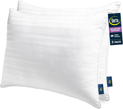 Serta Down Illusion Balanced Support Cotton Pillows,Standard/Queen (2 Pack)