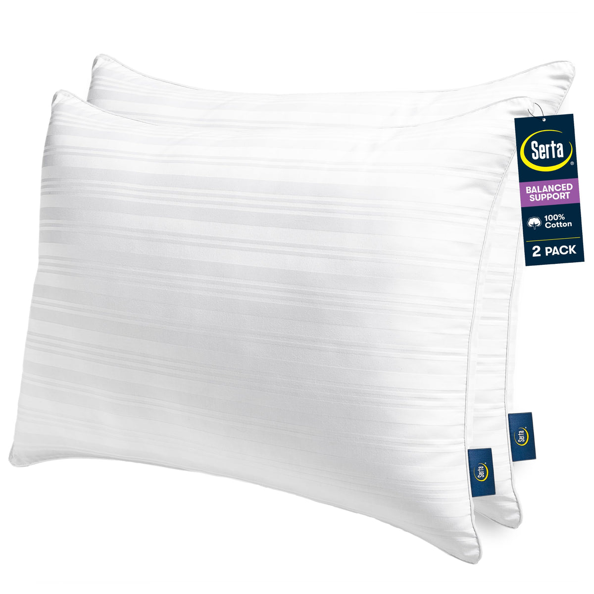 Serta Down Illusion Balanced Support Cotton Pillows,Standard/Queen (2 Pack)