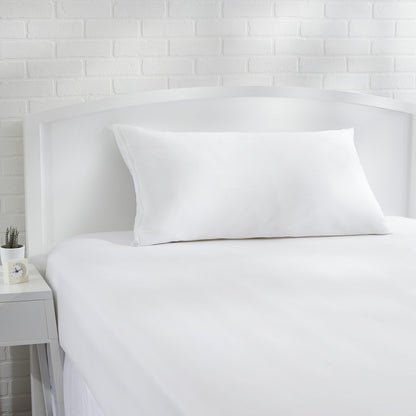 Amazon Basics Queen Pillow Protector with Zipper, 100% Cotton Hypoallergenic, Machine Washable, White, 31 x 21 Inches, Pillows Not Included