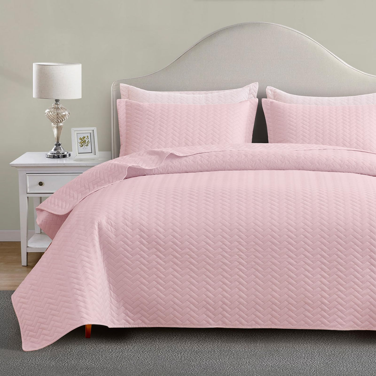 Maple&Stone White Quilt Set Queen Size, Lightweight Bedspread