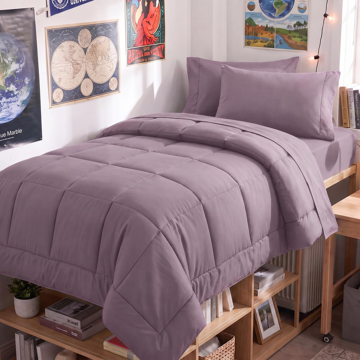 CozyLux Queen Comforter Set Black - 7 Pieces Bed in a Bag