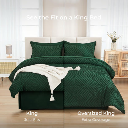 Andency King Size Comforter Set, Dark Emerald Green, 7 Pieces