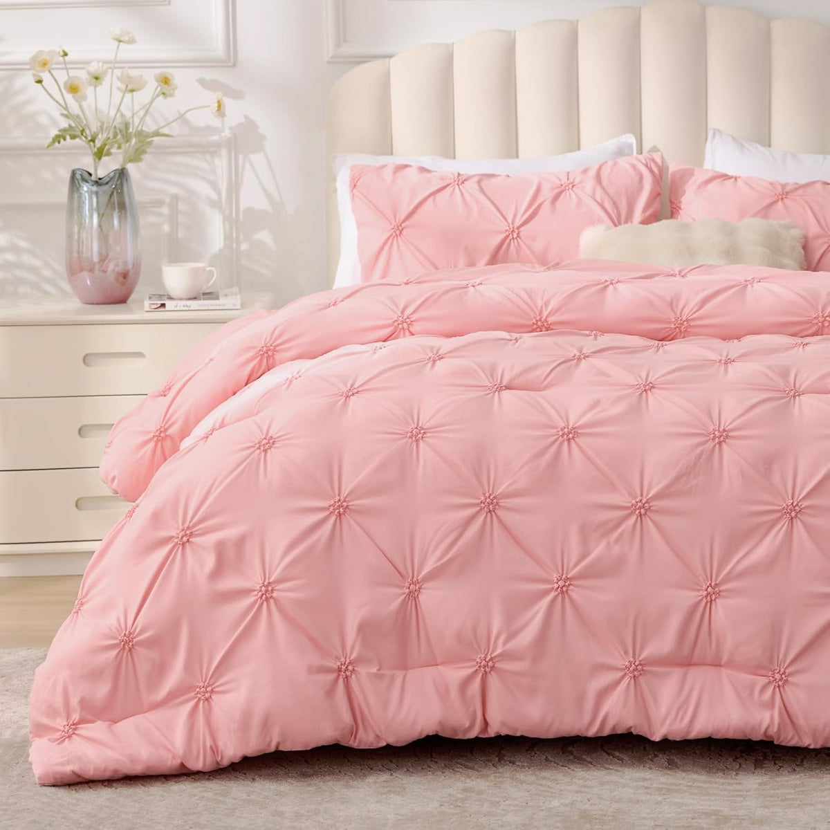 BEDELITE Pink King Comforter Set Pink,Fluffy & Soft Comforter