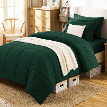 CozyLux Queen Comforter Set, 7-Piece Bed in a Bag, Black
