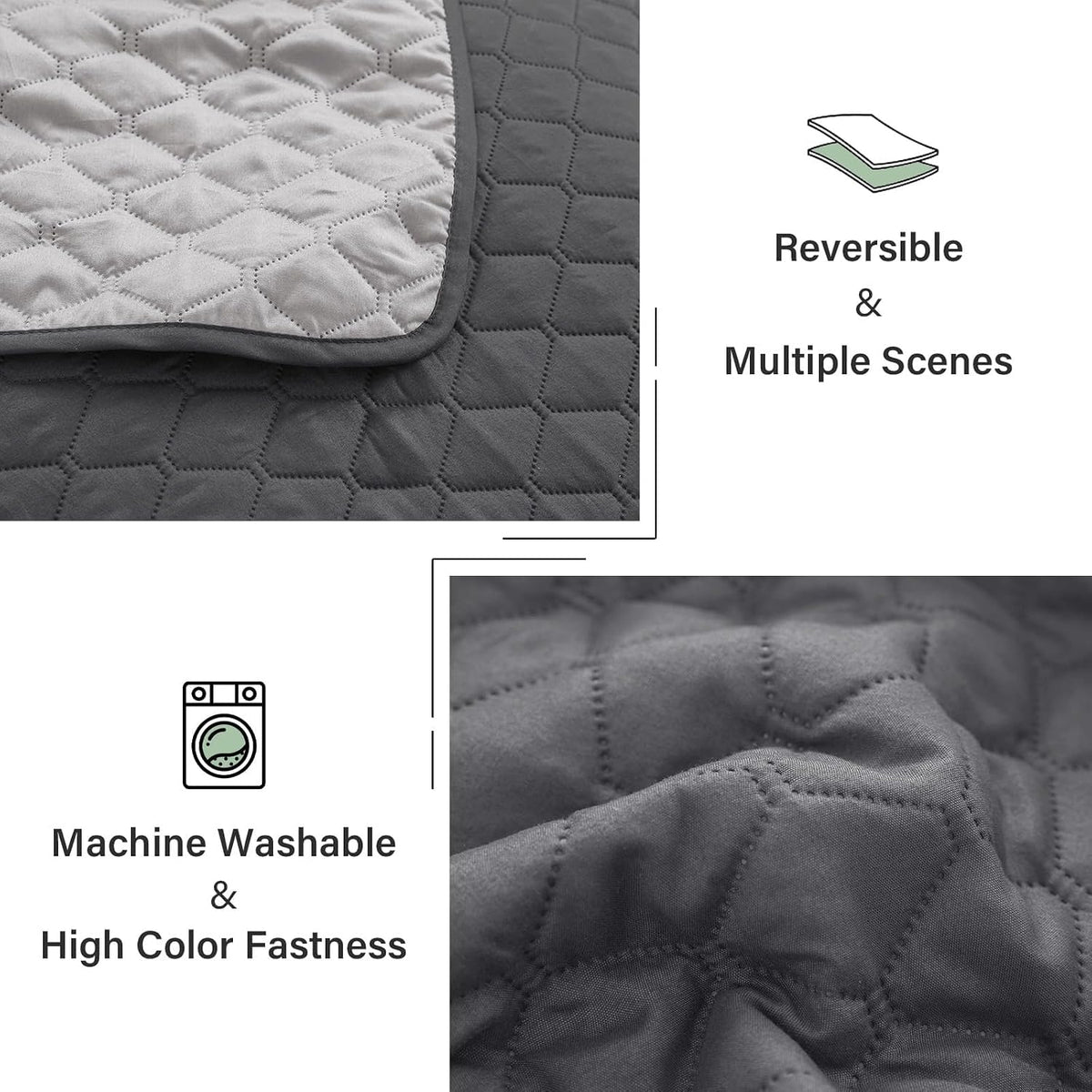 Exclusivo Mezcla Reversible Full Queen Quilt Bedding Set, Grey