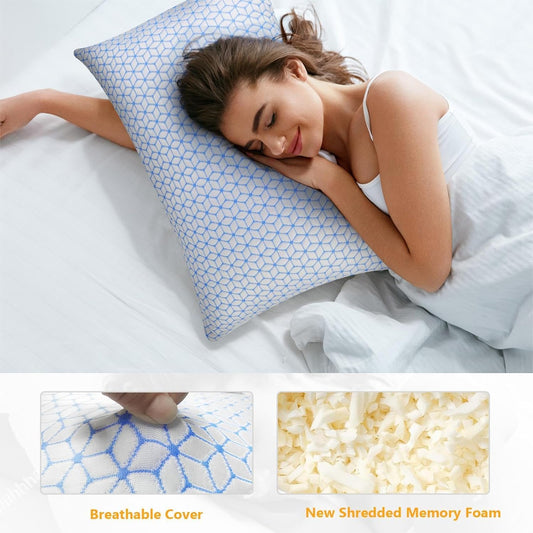 Love Attitude Pillows Queen Size Set of 2, Shredded Memory Foam Pillows