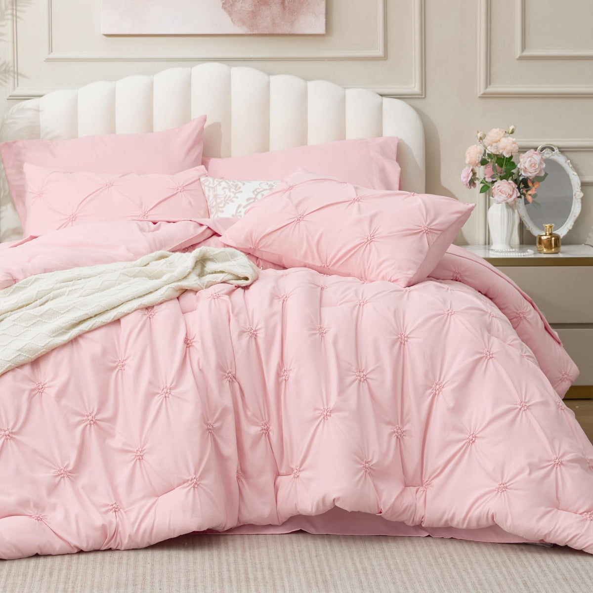 BEDELITE Pink King Comforter Set Pink,Fluffy & Soft Comforter