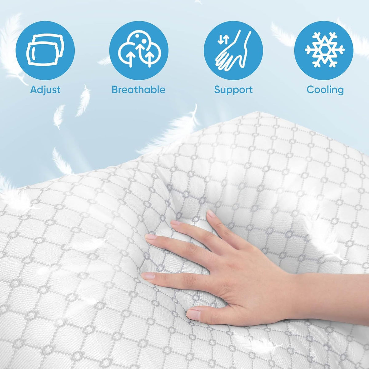 OAISZ Shredded Memory Foam Bed Pillows Queen Size Set of 2 for Sleeping