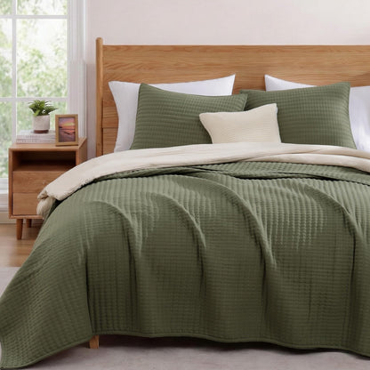 Queen Quilt-Lightweight Bedspreads Olive Green Queen Size Quilt Bedding Set