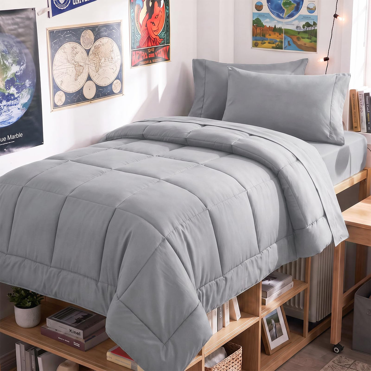 CozyLux Queen Comforter Set Black - 7 Pieces Bed in a Bag