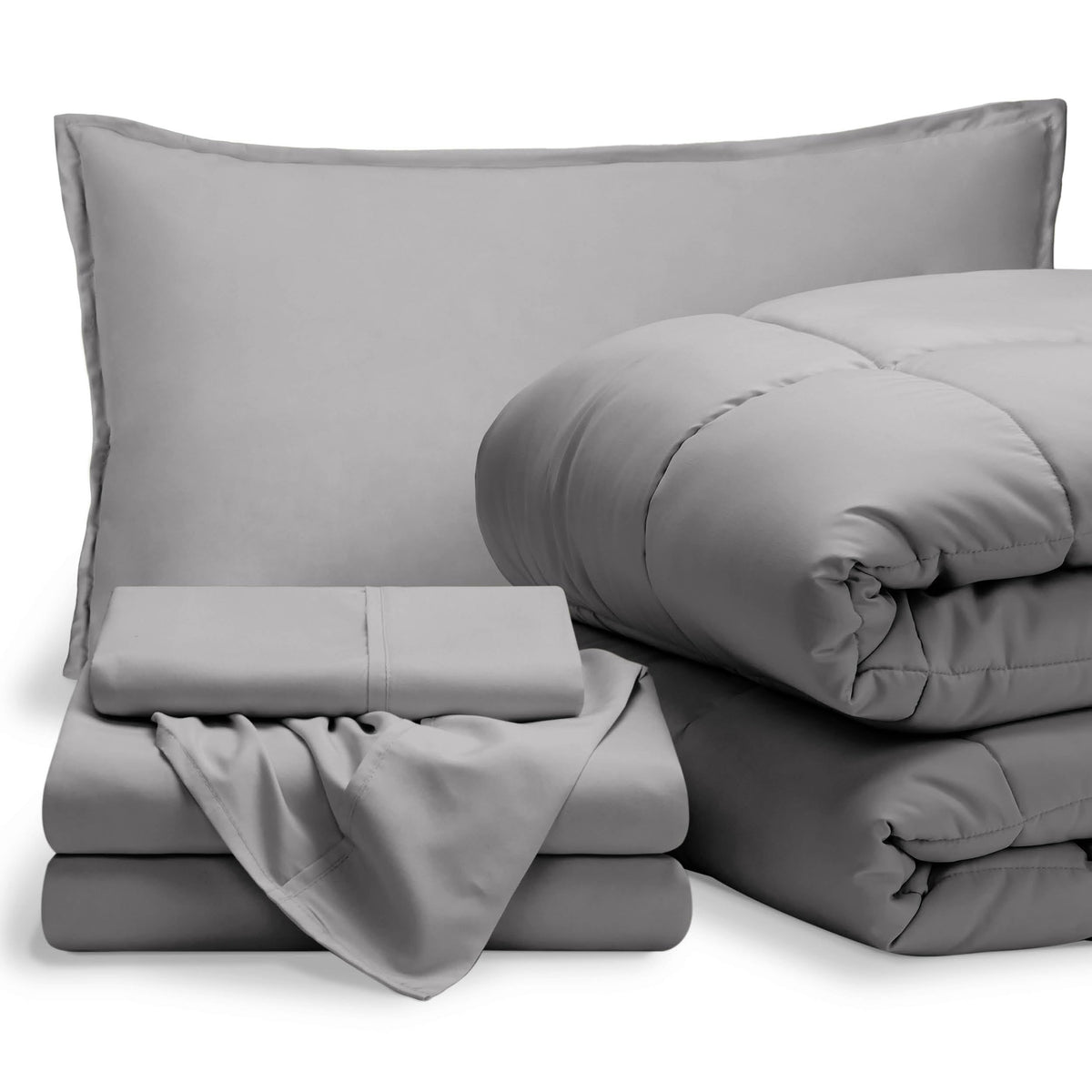 Bare Home Bed-in-A-Bag 5 Piece Set (Twin XL, Grey/Light Grey)