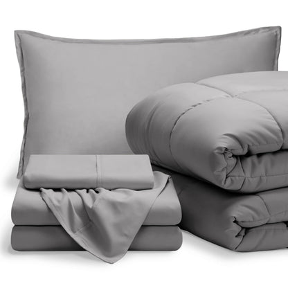Bare Home Bed-in-A-Bag 5 Piece Set (Twin XL, Grey/Light Grey)