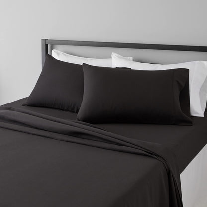 Amazon Basics Lightweight Super Soft Easy Care Wrinkle Free Microfiber 3 Piece Bed Sheet Set with 14-Inch Deep Pockets, Twin, Navy Blue, Solid, Kids, Men & Women Bedding
